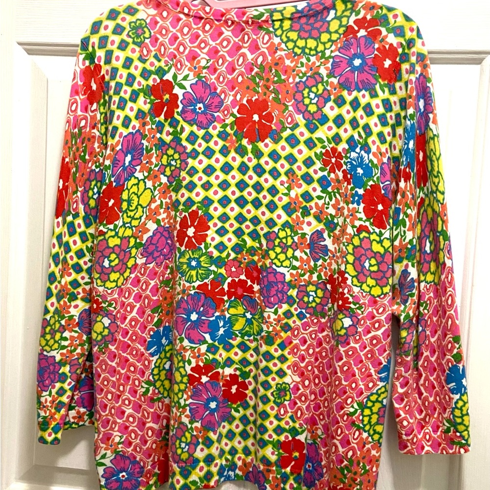 Talbots Multi-Color Floral Button Front Cardigan - image 6